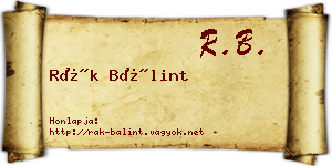 Rák Bálint névjegykártya